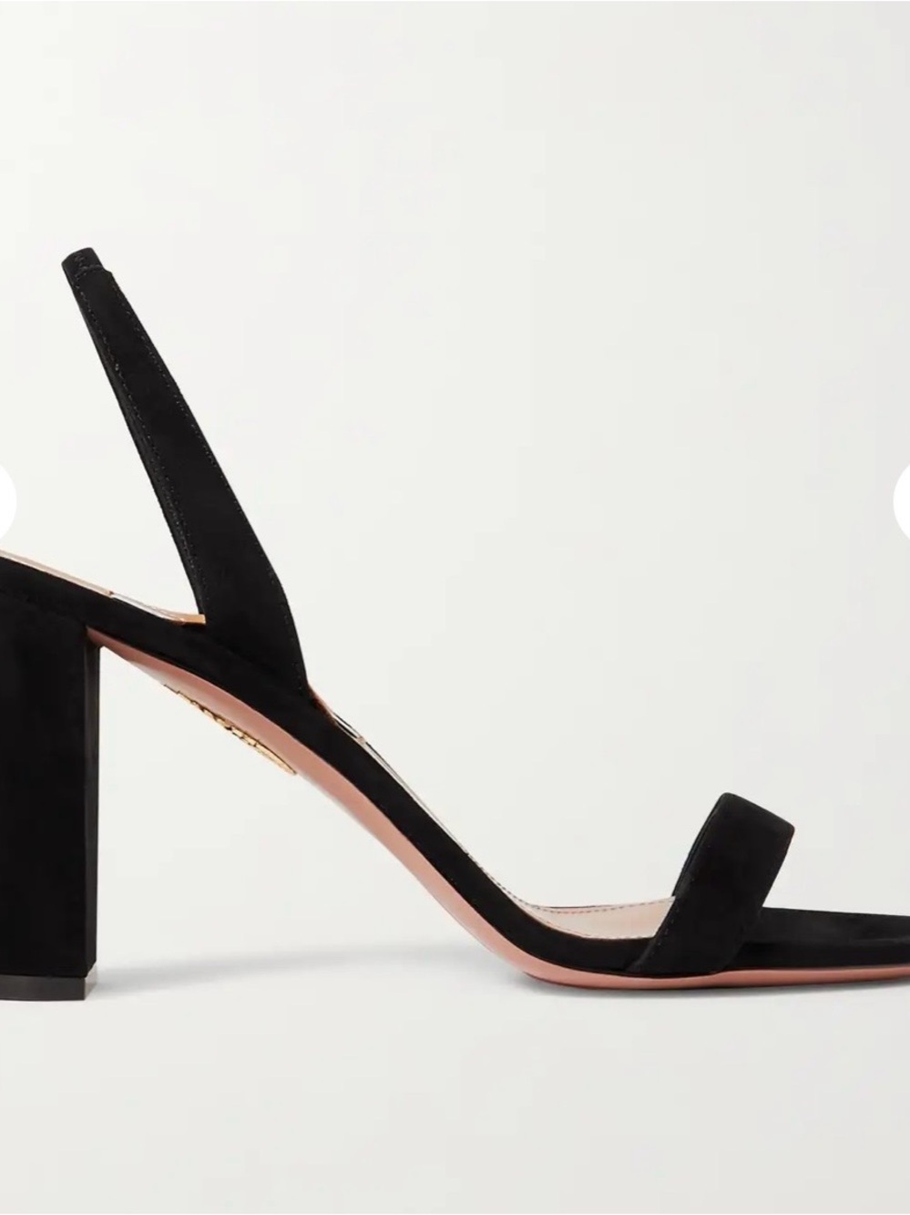 Aquazzura Black Suede Block Heel Slingback Sandals